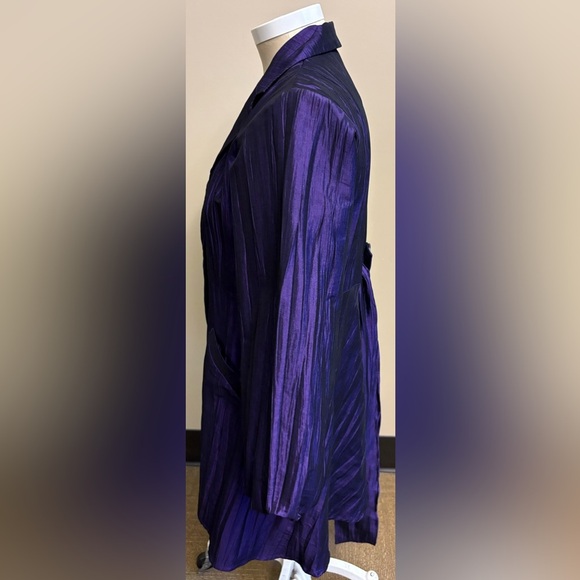 Vintage purple taffeta button down tie waist theatre coat size Large - Picture 4 of 12